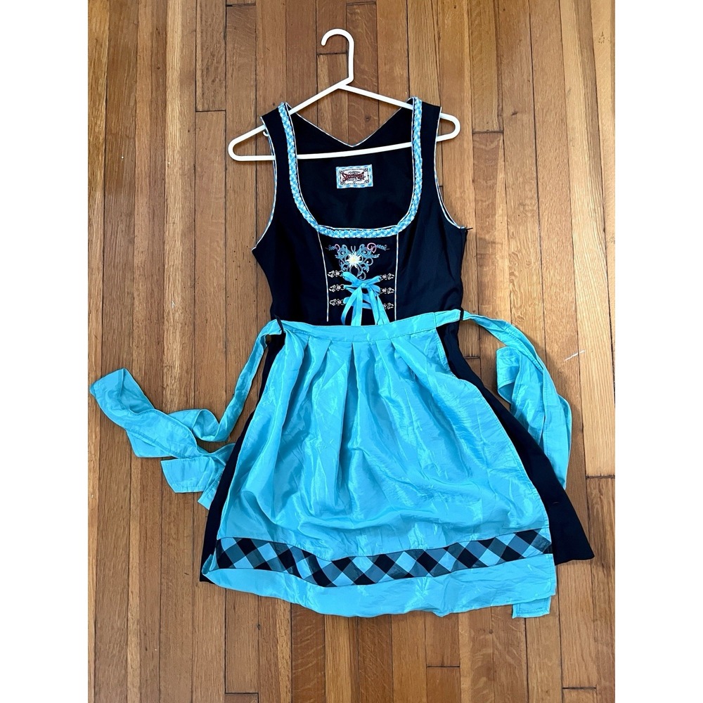Dirndl Dress Stockerpoint Trachten Bavarian Tyrolean Oktoberfest Size 42 Blue